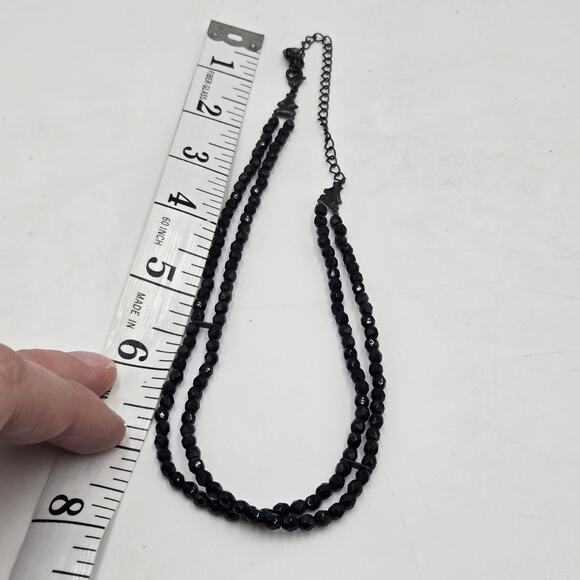 Vintage 1928 Faceted Black French Jet Beads Necklace Classic Double Strand 17" - Picture 4 of 4
